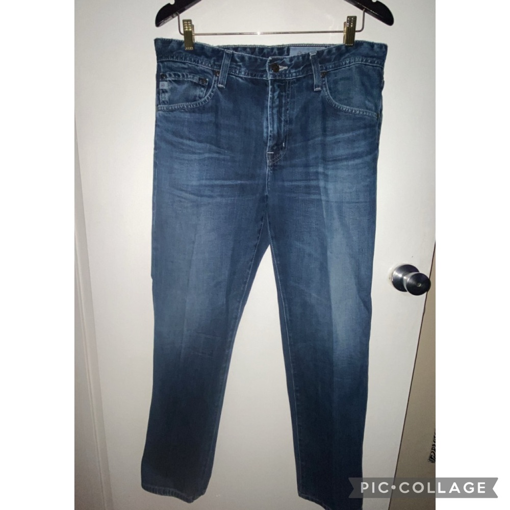AG Adriano Goldschmied Men's Dark Blue Straight Jeans